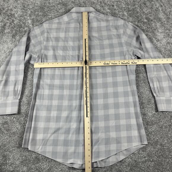 Brooks Brothers Dress Shirt 16.5 2/3 Plaid Non Iron Cotton Houndstooth Gray - Picture 8 of 12